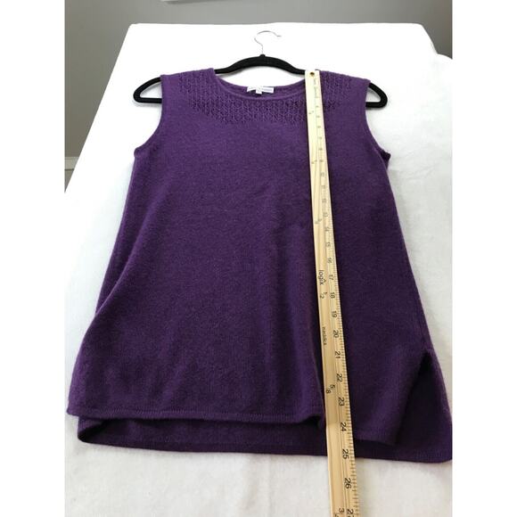 dolores piscotta 100% cashmere plum sleeveless knit top knit collar size small - Picture 6 of 9